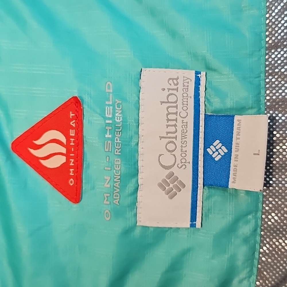 Columbia Women's White Out II Teal Puffer Jacket Size L Omni-Heat Thermal Lining - Picture 7 of 16